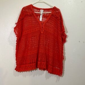 Chico’s orange crocheted top. Size OS